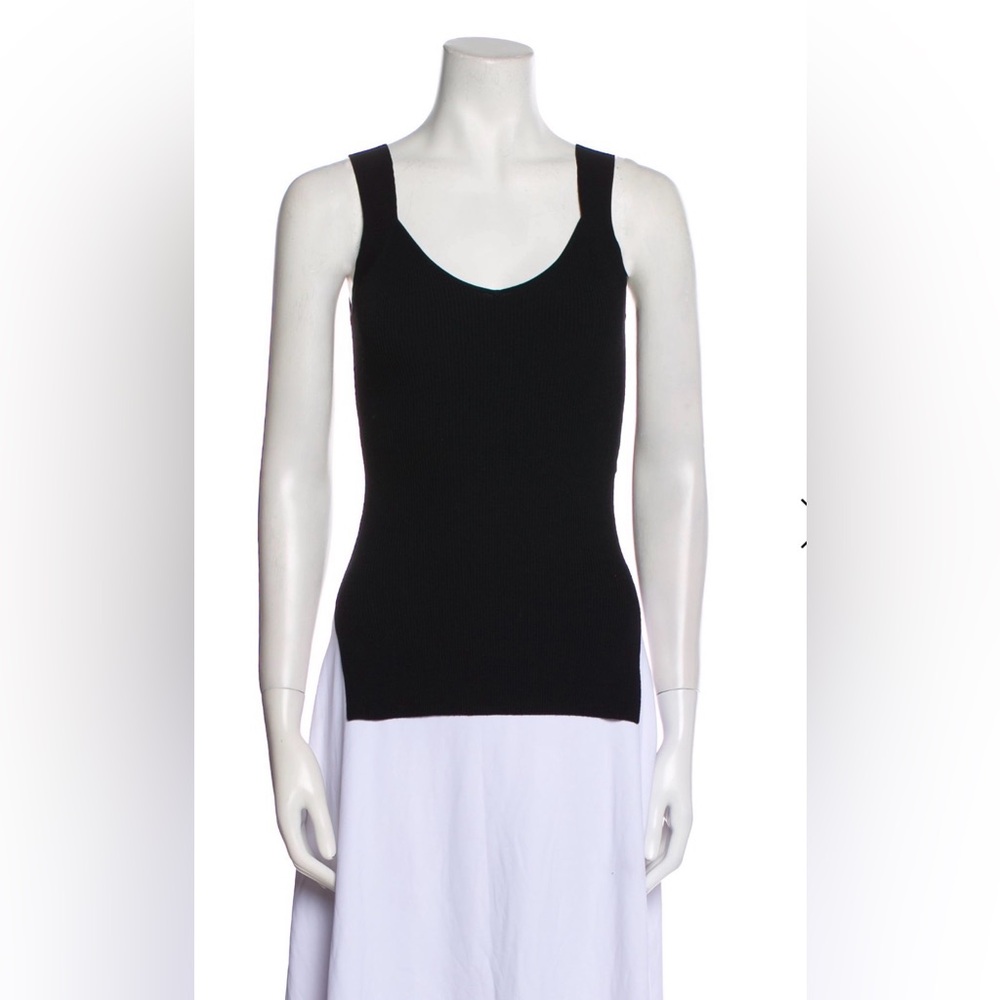Live The Process Black Ribbed V-Neck Sleeveless Top